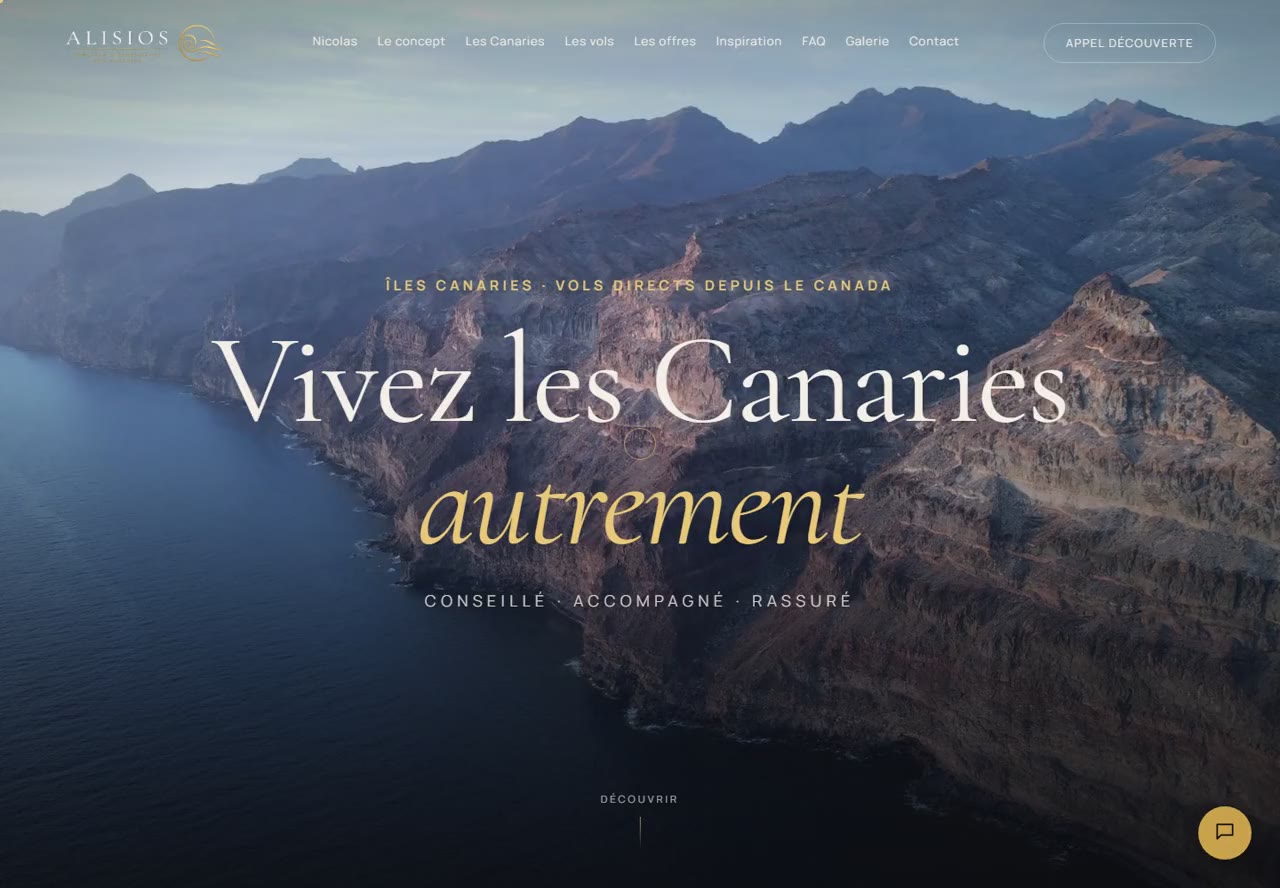 Aperçu du site Alisios Experiences